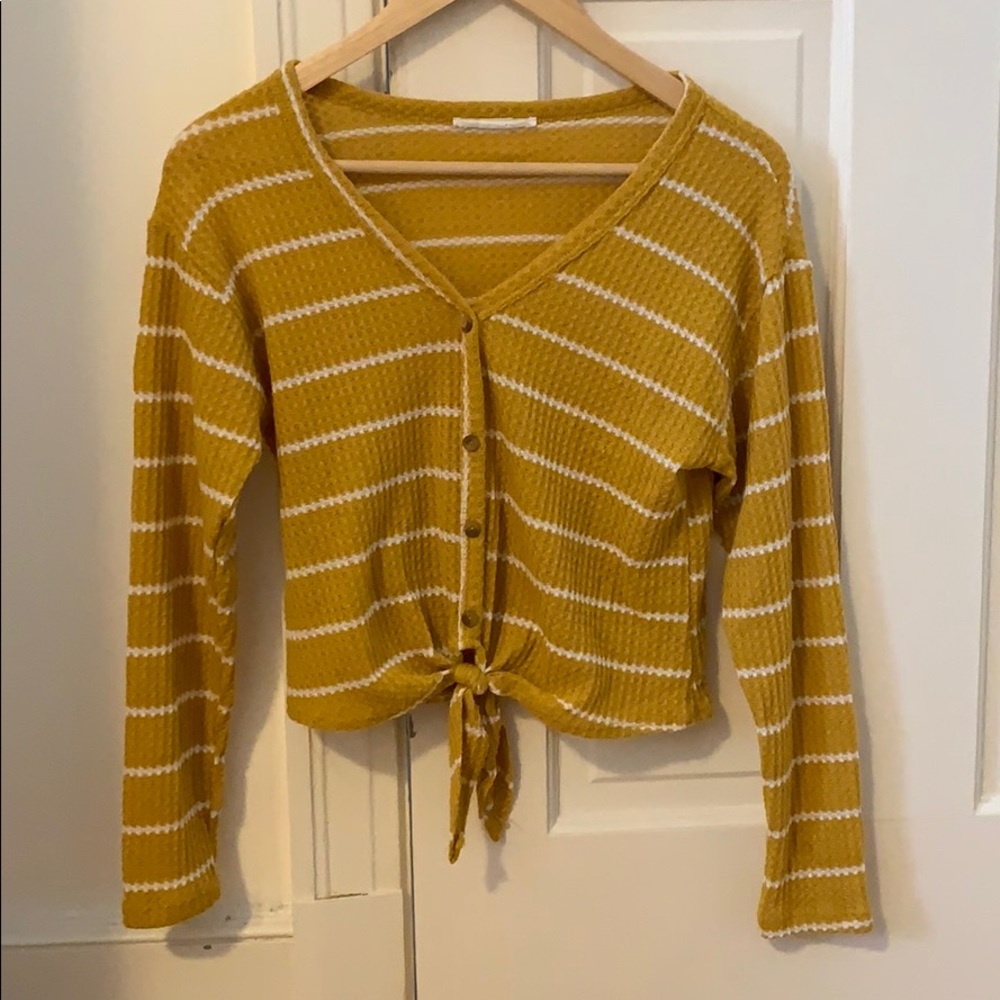 Caution To the Wind Longsleeve Tie Front Top